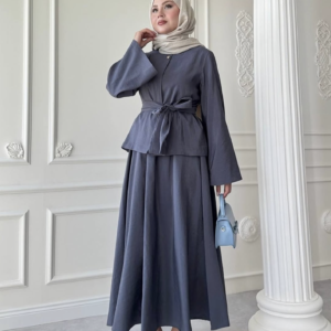 Tie Waist Modest Two Piece Set